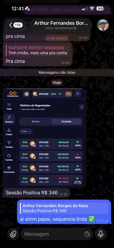 Depoimento: sessão positiva de R$346